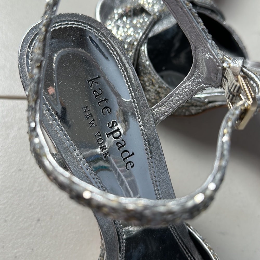 Kate Spade New York Miya Glitter Ankle Strap Silver Women's Shoes - Picture 6 of 12